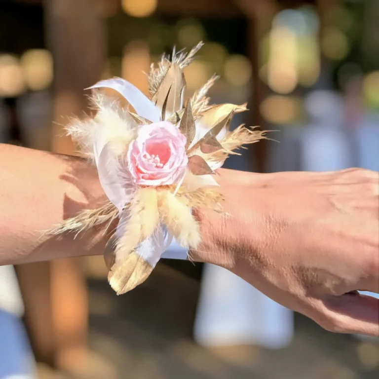 Wedding feather and pampas bracelet